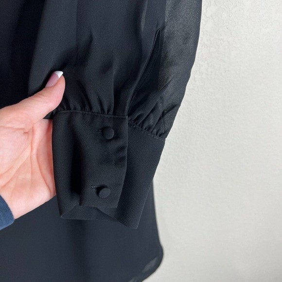 LPA Mini Dress 5 Size Medium Black Halter Neck Off The Shoulder Ruffle Georgette - Picture 7 of 14